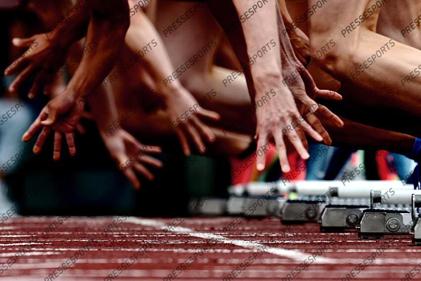 The detailed shot/General view, MAY 24, 2025 - Athletics : The 67th East Japan Industrial Athletics Championship, Men's 100m Heat at Kumagaya Sports Culture Park Athletics Stadium, Saitama, Japan. (Photo by Naoki Nishimura/AFLO SPORT) illustration depart 100 metres The 67th East Japan Industrial Athletics Championship 