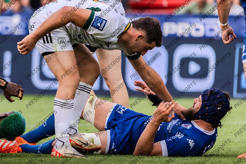 RENDA (Simon) et LAINAULT (Thomas) sous tension en fin de match Pro D2 Finale 2025 MONTAUBAN - GRENOBLE Stade Ernest Wallon GRENOBLE-MONTAUBAN (19-24) 