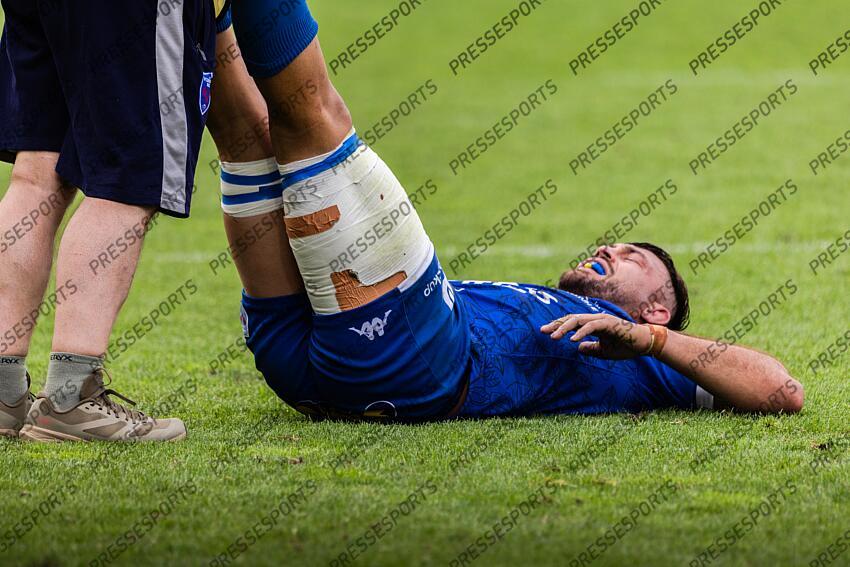 MARTEL (Thibaut) avec des crampes en fin de match Pro D2 Finale 2025 MONTAUBAN - GRENOBLE Stade Ernest Wallon GRENOBLE-MONTAUBAN (19-24) 
