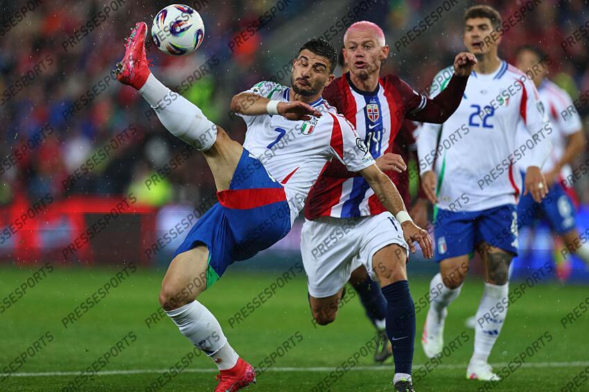FOOT COUPE DU MONDE 2026 QUALIFICATIONS 2025 NORVEGE-ITALIE (3-0)
