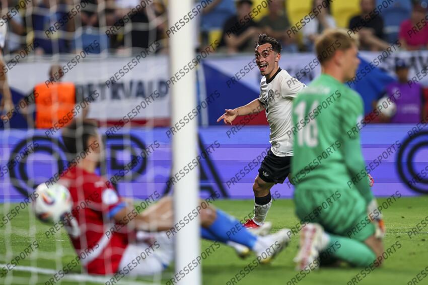 Paul Nebel (Germany U21) celebrates after scoring his teams second goal during the UEFA Under 21 Slovakia 2025 match between Czech Republic U21 2-4 Germany U21 at DAC Arena Stadium on June 15, 2025 in Dunajska Streda, Slovakia. U21 REPUBLIQUE TCHEQUE-U21 ALLEMAGNE (2-4) 