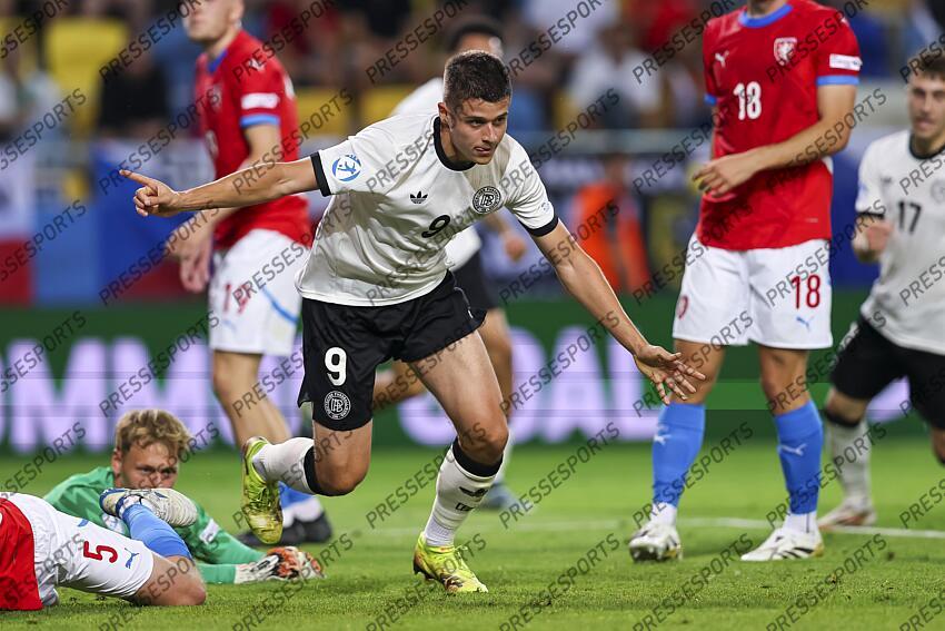Nicolo Tresoldi (Germany U21)Lukas Hornicek (Czech Republic U21) celebrates after scoring his teams first goal during the UEFA Under 21 Slovakia 2025 match between Czech Republic U21 2-4 Germany U21 at DAC Arena Stadium on June 15, 2025 in Dunajska Streda, Slovakia. U21 REPUBLIQUE TCHEQUE-U21 ALLEMAGNE (2-4) 