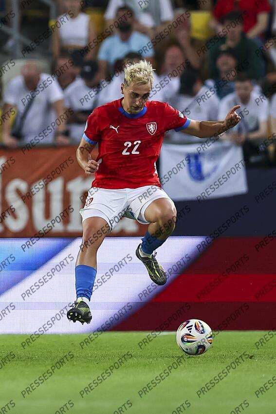 Matej Hadas (Czech Republic U21) during the UEFA Under 21 Slovakia 2025 match between Czech Republic U21 2-4 Germany U21 at DAC Arena Stadium on June 15, 2025 in Dunajska Streda, Slovakia. U21 REPUBLIQUE TCHEQUE-U21 ALLEMAGNE (2-4) 