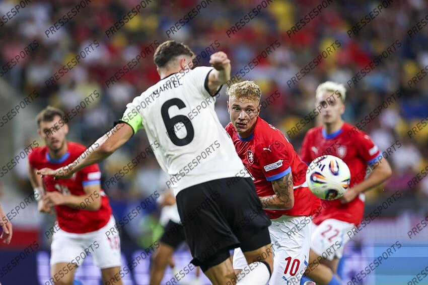 Adam Karabec (Czech Republic U21) Eric Martel (Germany U21) during the UEFA Under 21 Slovakia 2025 match between Czech Republic U21 2-4 Germany U21 at DAC Arena Stadium on June 15, 2025 in Dunajska Streda, Slovakia. U21 REPUBLIQUE TCHEQUE-U21 ALLEMAGNE (2-4) 