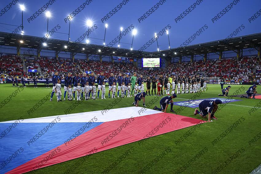 line up two team during the UEFA Under 21 Slovakia 2025 match between Czech Republic U21 2-4 Germany U21 at DAC Arena Stadium on June 15, 2025 in Dunajska Streda, Slovakia. U21 REPUBLIQUE TCHEQUE-U21 ALLEMAGNE (2-4) 