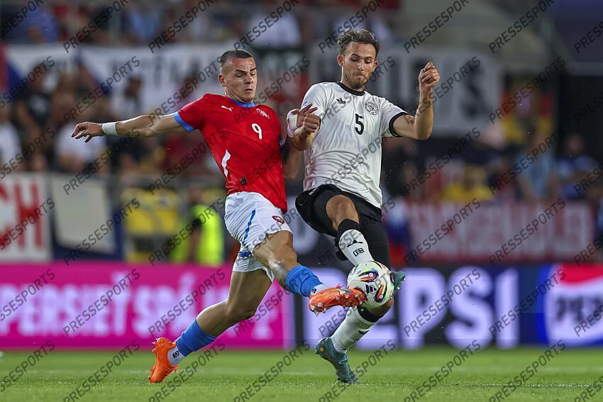Vaclav Sejk (Czech Republic U21) Max Rosenfelder (Germany U21) during the UEFA Under 21 Slovakia 2025 match between Czech Republic U21 2-4 Germany U21 at DAC Arena Stadium on June 15, 2025 in Dunajska Streda, Slovakia. U21 REPUBLIQUE TCHEQUE-U21 ALLEMAGNE (2-4) 