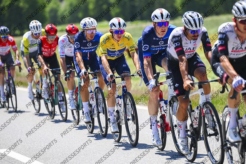 SANTA MARIA IN CALANCA, SWITZERLAND - JUNE 19 : Gregoire Romain (FRA) of Groupama FDJ during stage 5 of the 88th edition of Tour de Suisse an UCI World Tour 2.UWT cycling road race stage for Men Elite of 183.6 km with start in La Punt and finish in Santa Maria in Calanca on June 19, 2025 in Santa Maria in Calanca, Switzerland, 19/06/2025 ( Motordriver Kenny Verfaillie - Photo by Vincent Kalut / Photonews LA PUNT/SANTA MARIA IN CALANCA 