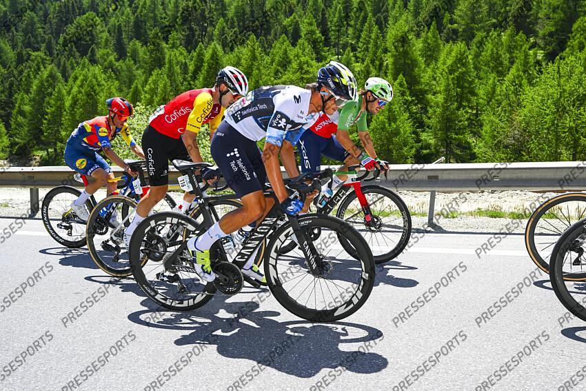 SANTA MARIA IN CALANCA, SWITZERLAND - JUNE 19 : Romo Javier (ESP) of Movistar Team in action during stage 5 of the 88th edition of Tour de Suisse an UCI World Tour 2.UWT cycling road race stage for Men Elite of 183.6 km with start in La Punt and finish in Santa Maria in Calanca on June 19, 2025 in Santa Maria in Calanca, Switzerland, 19/06/2025 ( Motordriver Kenny Verfaillie - Photo by Vincent Kalut / Photonews LA PUNT/SANTA MARIA IN CALANCA 