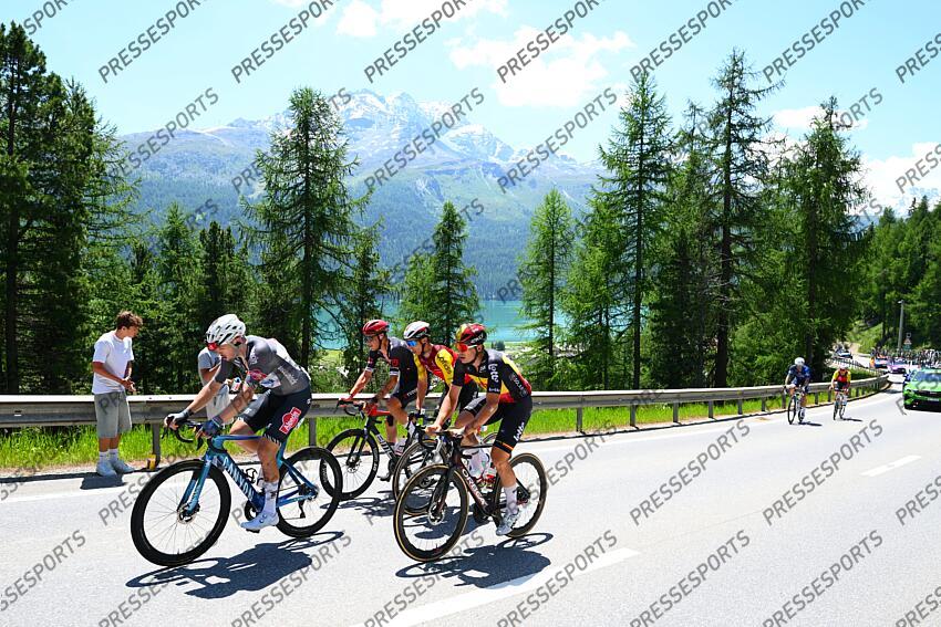 SANTA MARIA IN CALANCA, SWITZERLAND - JUNE 19 : De Lie Arnaud (BEL) of Lotto during stage 5 of the 88th edition of Tour de Suisse an UCI World Tour 2.UWT cycling road race stage for Men Elite of 183.6 km with start in La Punt and finish in Santa Maria in Calanca on June 19, 2025 in Santa Maria in Calanca, Switzerland, 19/06/2025 ( Motordriver Kenny Verfaillie - Photo by Vincent Kalut / Photonews LA PUNT/SANTA MARIA IN CALANCA 