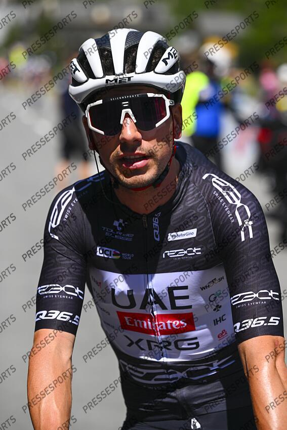 SANTA MARIA IN CALANCA, SWITZERLAND - JUNE 19 : Almeida Joao (POR) of UAE Team Emirates during stage 5 of the 88th edition of Tour de Suisse an UCI World Tour 2.UWT cycling road race stage for Men Elite of 183.6 km with start in La Punt and finish in Santa Maria in Calanca on June 19, 2025 in Santa Maria in Calanca, Switzerland, 19/06/2025 ( Motordriver Kenny Verfaillie - Photo by Vincent Kalut / Photonews LA PUNT/SANTA MARIA IN CALANCA 