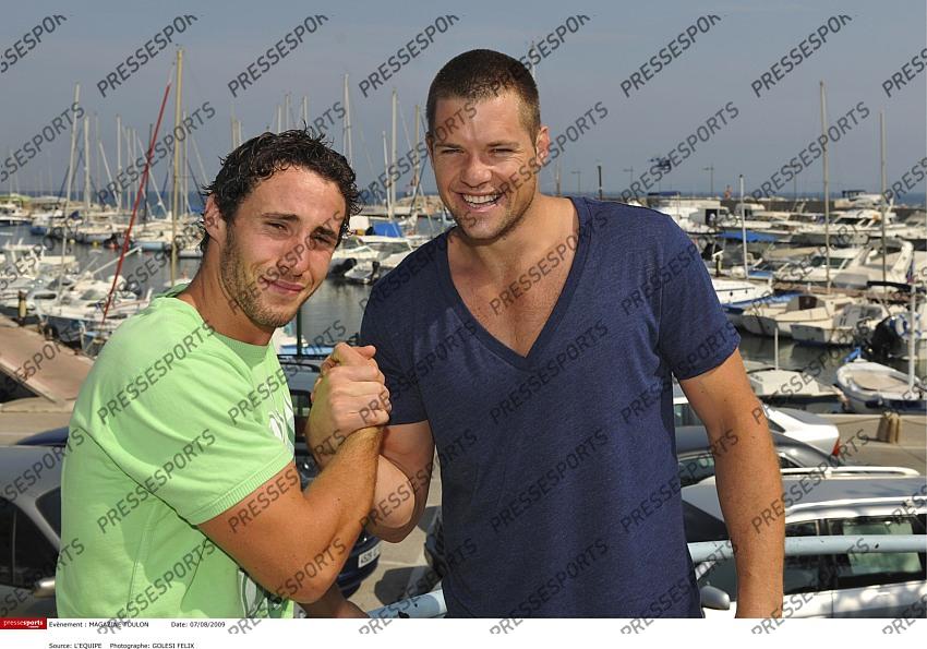 CARQUEIRANNE, VAR, LE 7 AOUT 2009 JOHANN CHRISTIANN VAN NIEKERK ET ANTHONY GIACOBAZZI A CARQUEIRANNE PHOTO FELIX GOLESI (L'EQUIPE) 